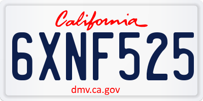 CA license plate 6XNF525