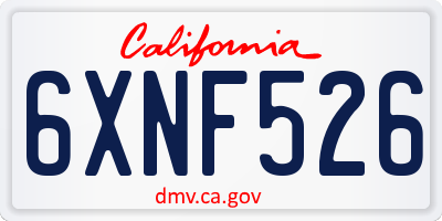 CA license plate 6XNF526