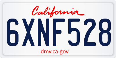 CA license plate 6XNF528