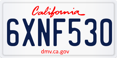 CA license plate 6XNF530