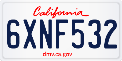 CA license plate 6XNF532