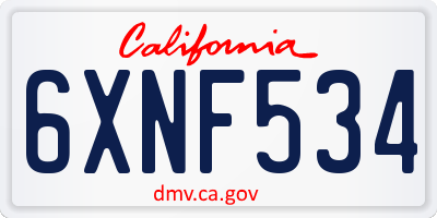 CA license plate 6XNF534