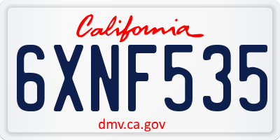CA license plate 6XNF535