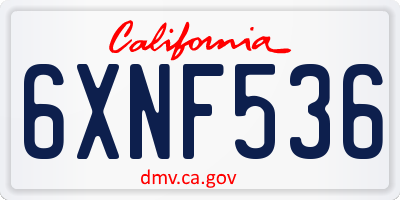 CA license plate 6XNF536