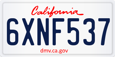 CA license plate 6XNF537