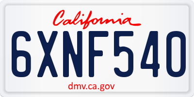 CA license plate 6XNF540