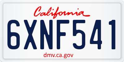 CA license plate 6XNF541