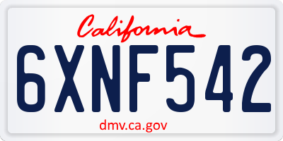 CA license plate 6XNF542