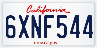 CA license plate 6XNF544