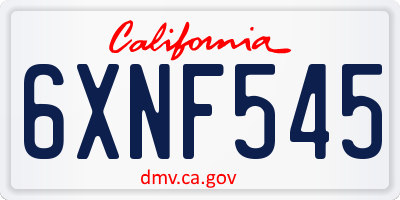 CA license plate 6XNF545