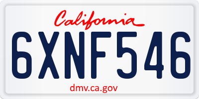 CA license plate 6XNF546