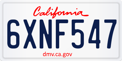 CA license plate 6XNF547