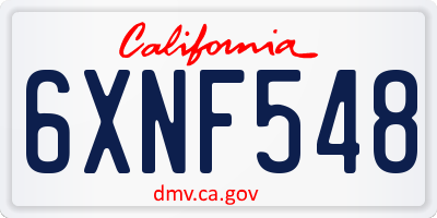 CA license plate 6XNF548