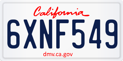 CA license plate 6XNF549