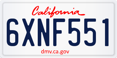 CA license plate 6XNF551