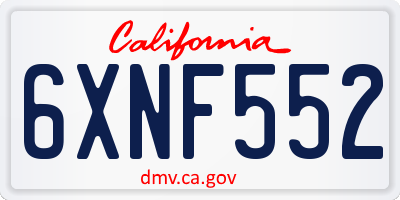 CA license plate 6XNF552