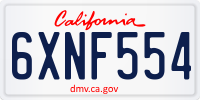 CA license plate 6XNF554