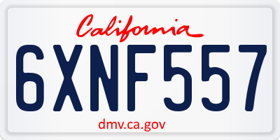 CA license plate 6XNF557