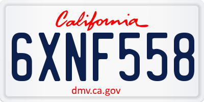 CA license plate 6XNF558