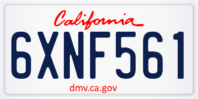 CA license plate 6XNF561