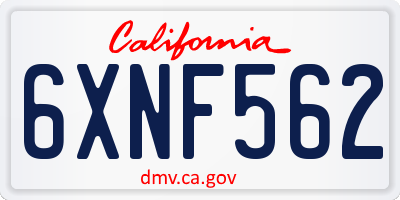 CA license plate 6XNF562