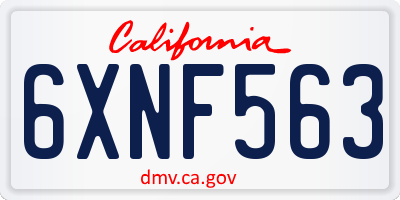 CA license plate 6XNF563