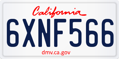 CA license plate 6XNF566