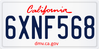CA license plate 6XNF568
