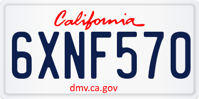 CA license plate 6XNF570