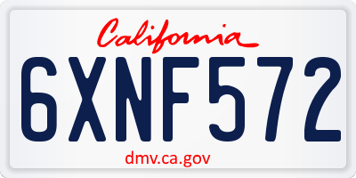 CA license plate 6XNF572