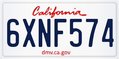 CA license plate 6XNF574