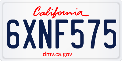 CA license plate 6XNF575