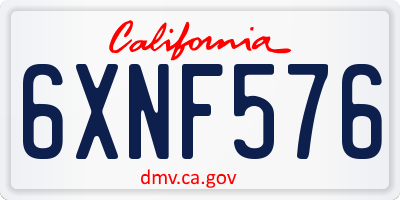 CA license plate 6XNF576
