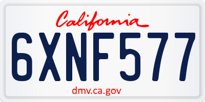CA license plate 6XNF577