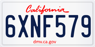 CA license plate 6XNF579