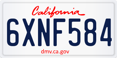 CA license plate 6XNF584