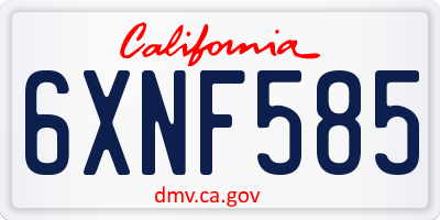 CA license plate 6XNF585