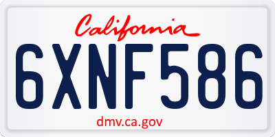 CA license plate 6XNF586