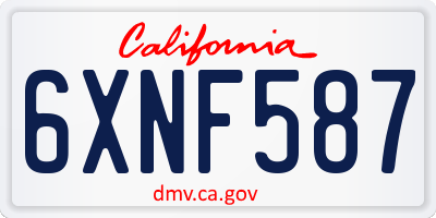 CA license plate 6XNF587
