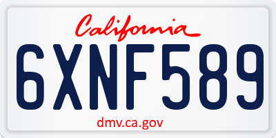 CA license plate 6XNF589