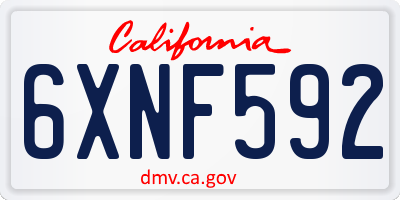 CA license plate 6XNF592