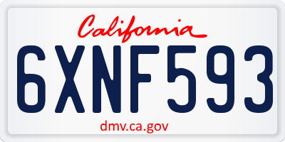 CA license plate 6XNF593