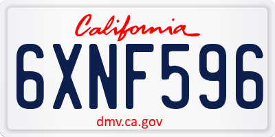 CA license plate 6XNF596