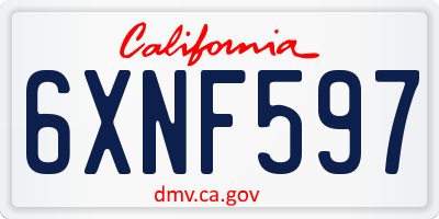 CA license plate 6XNF597