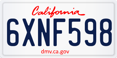 CA license plate 6XNF598