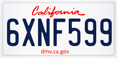 CA license plate 6XNF599