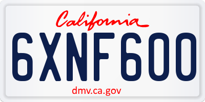CA license plate 6XNF600