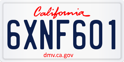CA license plate 6XNF601