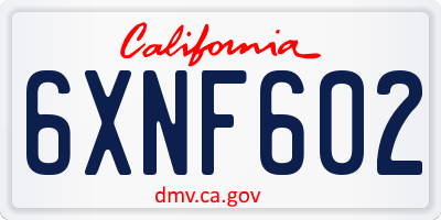 CA license plate 6XNF602
