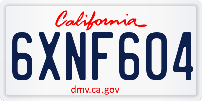 CA license plate 6XNF604